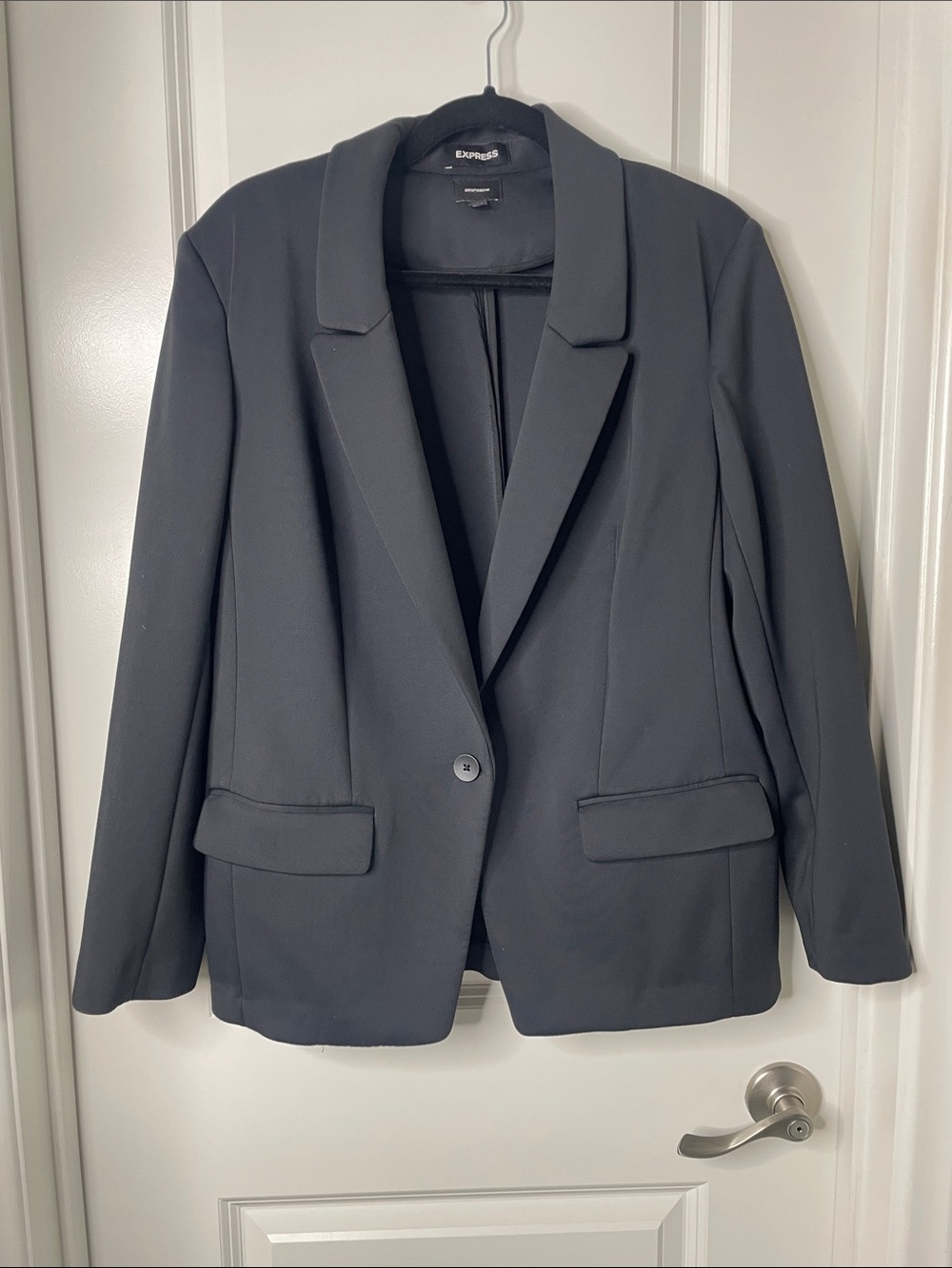 Express Black Single-Button Notch Lapel Blazer